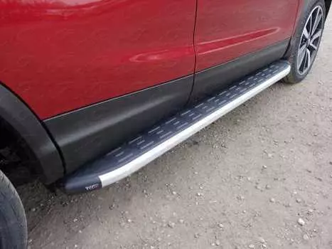 Пороги алюминиевые с пластиковой накладкой TCC NISQASH19-28AL Nissan Qashqai 2019-