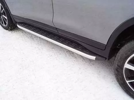 Пороги алюминиевые с пластиковой накладкой TCC NISXTR18-33AL Nissan X-Trail 2018-