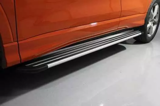 Пороги алюминиевые "Slim Line Silver" TCC AUDIQ319-11S Audi Q3 2019-