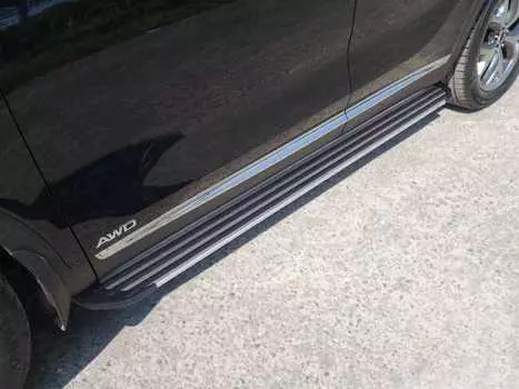 Пороги алюминиевые "Slim Line Silver" TCC KIASORPR18-27S Kia Sorento Prime 2018-