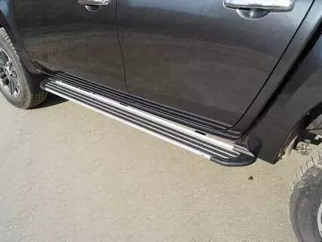 Пороги алюминиевые "Slim Line Silver" TCC MITL20019-36S Mitsubishi L200 2019-