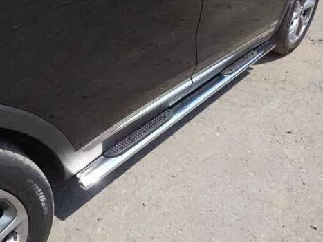 Пороги овальные с накладкой TCC KIASOR15-07 Kia Sorento Prime 2018