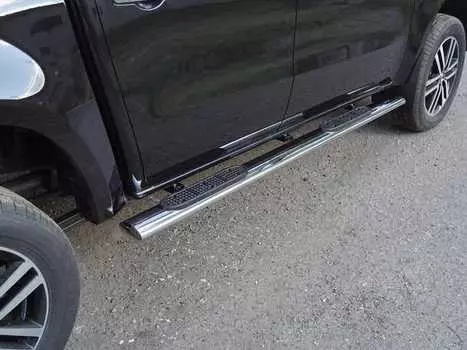 Пороги овальные с накладкой TCC MERXCL18-09 Mercedes-Benz X-Class 2018-