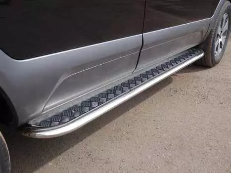 Пороги овальные с площадкой 75х42 мм TCC KIAMOH20-06 Kia Mohave 2020-