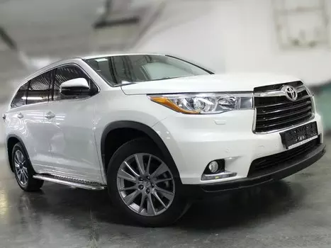 Пороги с листом d-43 Технотек HYG 2014_2.1 Toyota Highlander 2014 -