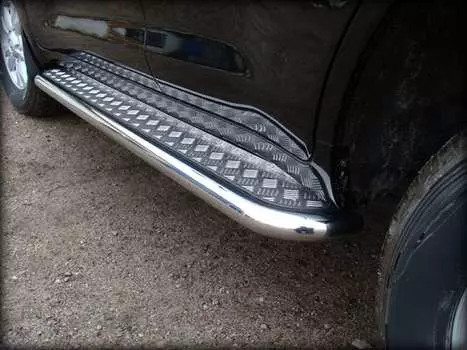 Пороги с листом d-53 (алюминевый лист) Технотек JGC14_2 JEEP Grand Cherokee (4G) WK2 рест. 2013-