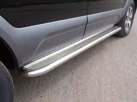 Пороги с площадкой (нерж. лист, 60,3 мм) TCC KIAMOH20-05 Kia Mohave 2020-