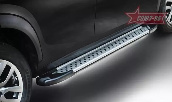 Пороги "Союз-96" с листом d42 (труба) для Ford Edge (2013 - 2015)