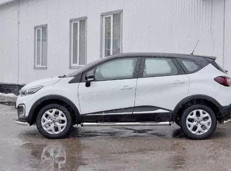 Пороги труба d76 с накладкой (вариант 2) для Renault Kaptur 2016 -