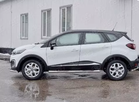 Пороги труба d76 с накладкой (вариант 3) для Renault Kaptur 2016 -