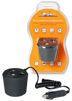 Разветвитель-прикуривателя в подстаканник с индикатором зарядки (2 гнезда + 2USB) Airline ASP-2U-12