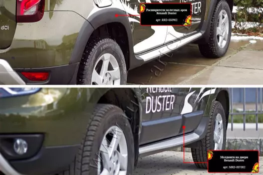 Расширители колесных арок с молдингами на двери Русская Артель Renault Duster 2015-
