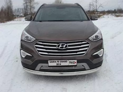 Решетка радиатора 16 мм Компания ТСС для Hyundai Grand Santa Fe (3G) 2012-