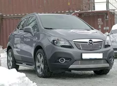 Решетка в бампер 16 мм - черные заглушки Souz-96 OMOK.96.2362 Opel Mokka 2012-