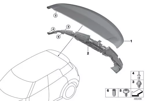 Спойлер задний Mini 51627405999 для Mini Cooper Countryman 2016 -