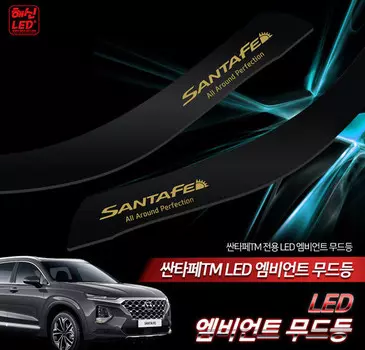 Светодиодные накладки в двери (подсветки разный) для Санта Фе 4 (Hyundai Santa Fe 2018 - 2019)