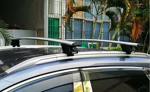 Выпуклые поперечины на крышу (серебро, алюминиевый сплав) для Hyundai Grand Santa Fe (2012 - 2018)