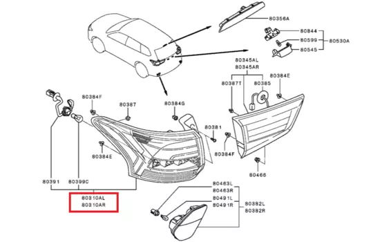 Задний фонарь, крыло