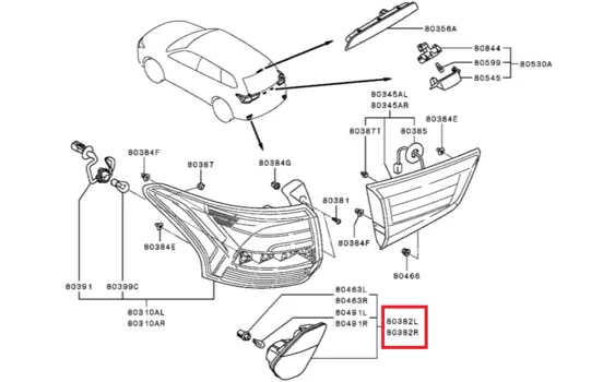 Задний левый катафот Outlander 2016