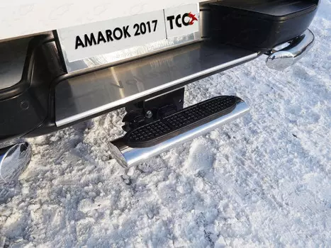 Задняя подножка овальная 120х60 мм (под фаркоп) Компания ТСС VWAMAR17-55 Volkswagen Amarok 2016-