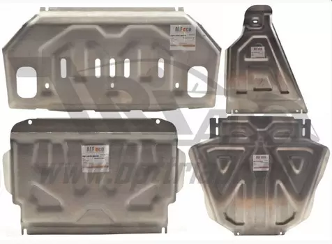 Защита картера, радиатора, КПП и РК, 4 части, алюминий 4 мм (V-все) АВС-Дизайн ALF01720AL для Mitsubishi Pajero IV 2006-