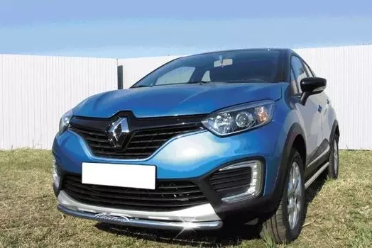 Защита переднего бампера d42 с надписью для Renault Kaptur 2016 -