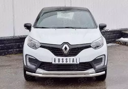 Защита переднего бампера d63 секция-75х42 дуга для Renault Kaptur 2016 -