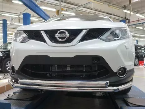 Защита переднего бампера двойная d 60/60 мм, нерж. (сборка Англия) CAN Otomotiv NIQA.33.2081 для Nissan Qashqai 13-