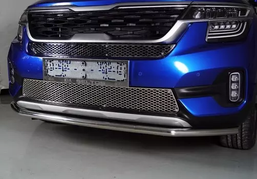 Защита переднего бампера (труба, диаметр 42,4 мм) (ТСС) KIASELT20-25 для КИА Селтос (KIA Seltos) 2020