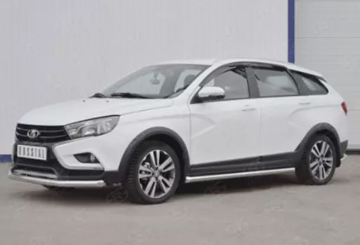 Защита передняя (диаметр 63 мм) Russtal LVZ-002846 для Lada Vesta SW CROSS 2017 -