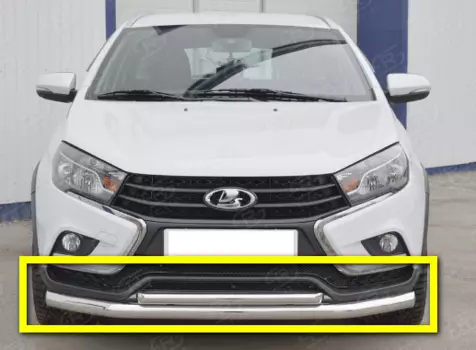 Защита передняя двойная (диаметр 63 мм/42 мм) Russtal LVZ-002847 для Lada Vesta SW CROSS 2017 -