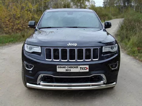 Защита передняя нижняя (двойная) 76,1/42,4 мм Компания ТСС GRCHER13-01 Jeep Grand Cherokee 2013 - 2017