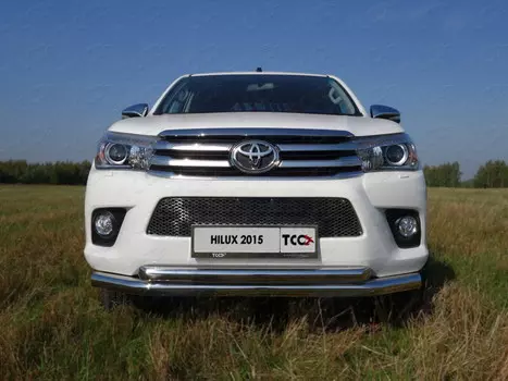 Защита передняя нижняя (двойная) 76,1/60,3 мм Компания ТСС TOYHILUX15-01 Toyota Hilux 2015-