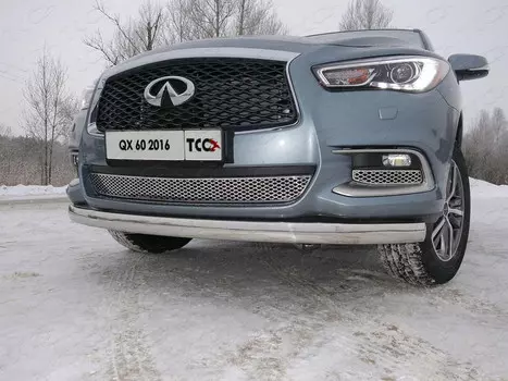 Защита передняя нижняя (овальная) 75х42 мм Компания ТСС INFQX6016-35 Infiniti QX60 2016-
