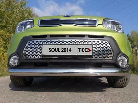 Защита передняя нижняя (овальная) 75х42 мм Компания ТСС KIASOUL14-01 KIA Soul 2013 - 2016
