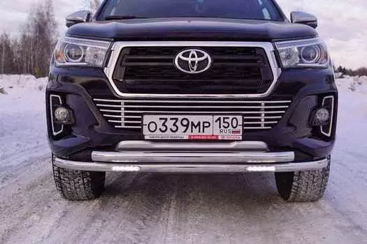 Защита передняя нижняя с ДХО (двойная ) TCC TOYHILUXEXC18-08 Toyota Hilux 2018-