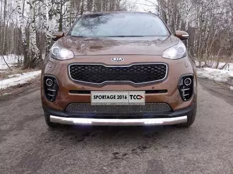 Защита передняя нижняя с ДХО (овальная) TCC KIASPORT16-23 Kia Sportage 2016-2018