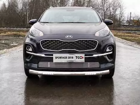 Защита передняя нижняя с ДХО (овальная) TCC KIASPORT18-22 Kia Sportage 2018-