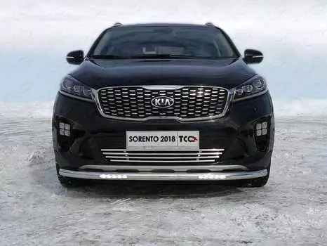 Защита передняя нижняя с ДХО TCC KIASORPR18-15 Kia Sorento Prime 2018-