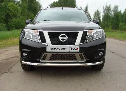 Защита передняя нижняя (с ходовыми огнями) 60,3 мм Компания ТСС NISTER14-18 Nissan Terrano III 2014 - 2015