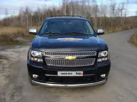 Защита передняя (овальная) 75х42 мм Компания ТСС CHEVTAH12-01 Chevrolet Tahoe 2012 - 2015