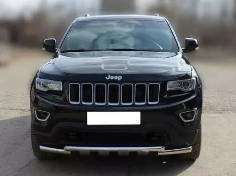 Защита передняя трубообразная d-60 с декоративной защитой картера Технотек JGC14_1 JEEP Grand Cherokee (4G) WK2 рест. 2013-