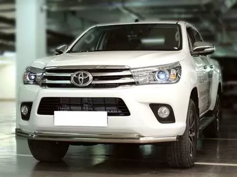 Защита передняя трубообразная двойная d-60+53 Технотек TH15_1.1 Toyota Hilux 2015-