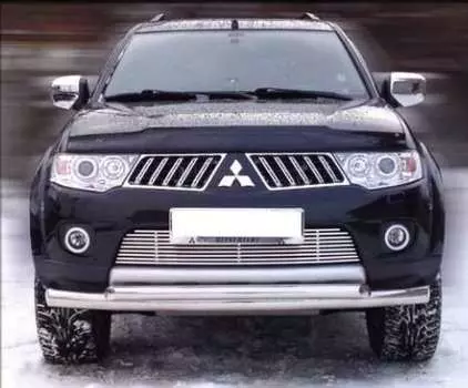 Защита передняя трубообразная двойная d-76+60 Технотек MPS08 1 Mitsubishi Pajero Sport (2G) 2008-