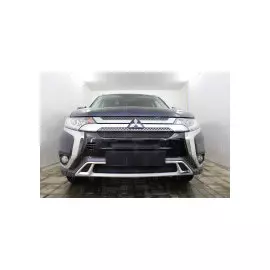 Защита радиатора, чёрная (3 части) Allest MITOUT18.black Mitsubishi Outlander 2018-