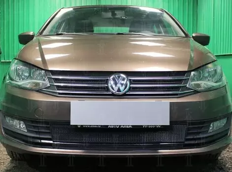 Защита радиатора, чёрная, верх (4 части) Allest VWPOL15.top.black для VOLKSWAGEN Passat (2011-2015)-