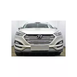 Защита радиатора Optimal, хром, верх (4 части) (Travel,Prime,Dynamic, High) Allest HTUS15.OPTIMAL.top2.chrome Hyundai Tucson 2016 - 2018