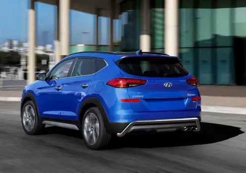 Защита заднего бампера d57 скоба кроме High-Tech Plus (нержавеющая сталь, серебристый) Rival R.2311.009 Hyundai Tucson 2018 -