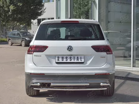 Защита заднего бампера с уголками 63мм (КРОМЕ OFF ROAD)VGZ-002723 для Volkswagen Tiguan 2017-