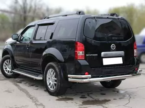 Защита заднего бампера волна d-76+53 Технотек NP10 4.1 Nissan Pathfinder (3G) рест. 2010-